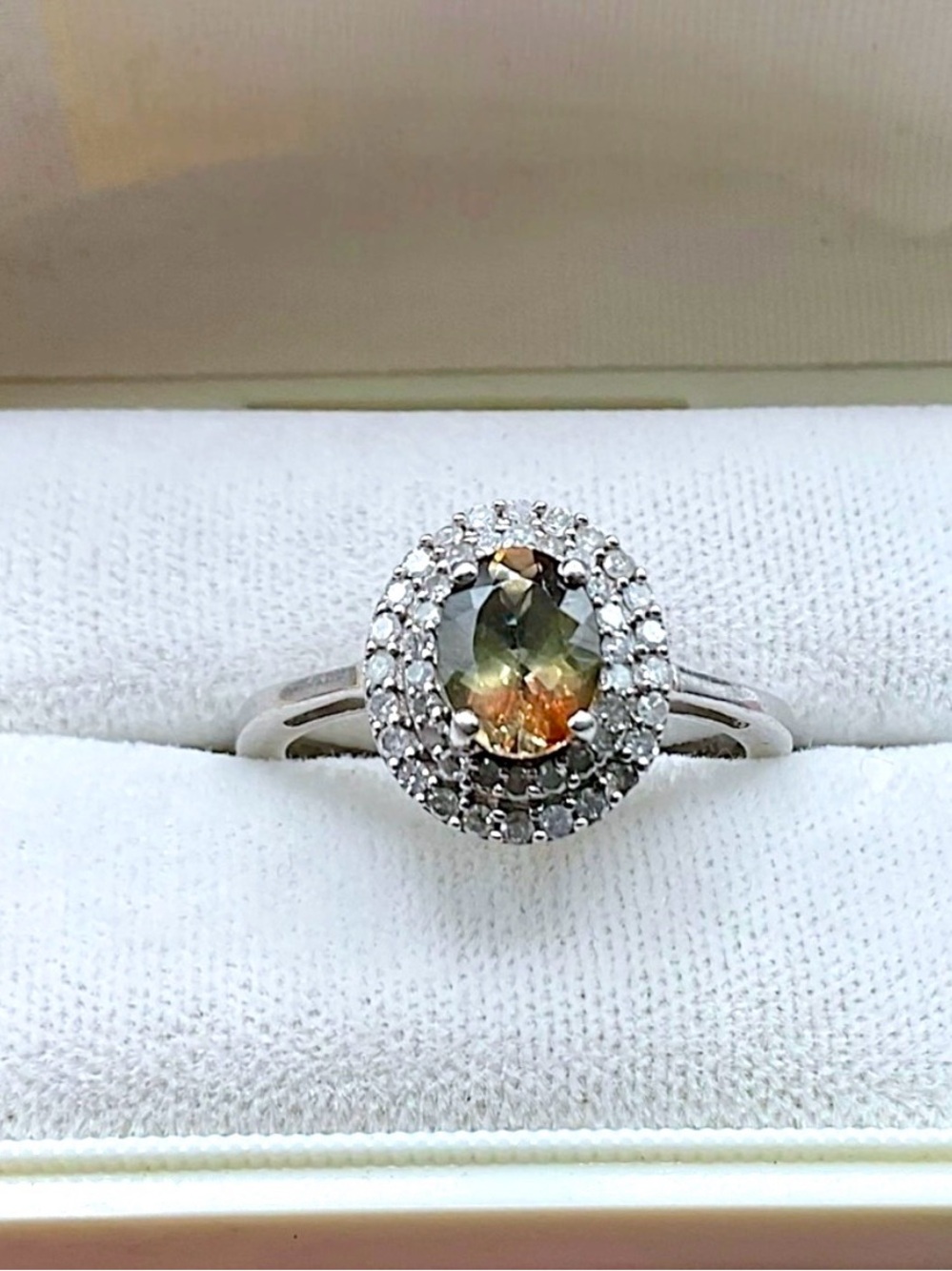 🌺Sterling 1/3 CTW Genuine Diamond & Csarite Halo Ring